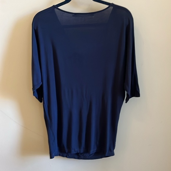 Michael Stars Cowl Top Short Sleeves Navy Blue One Size - Picture 5 of 7